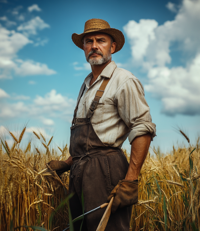 Farmer in a wheat field